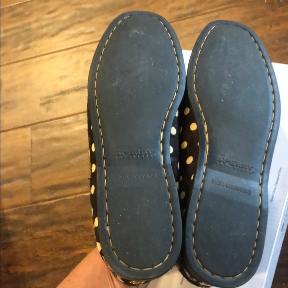 Sperry Shoes - Black & Ivory Polkadots - Calfhair View 4
